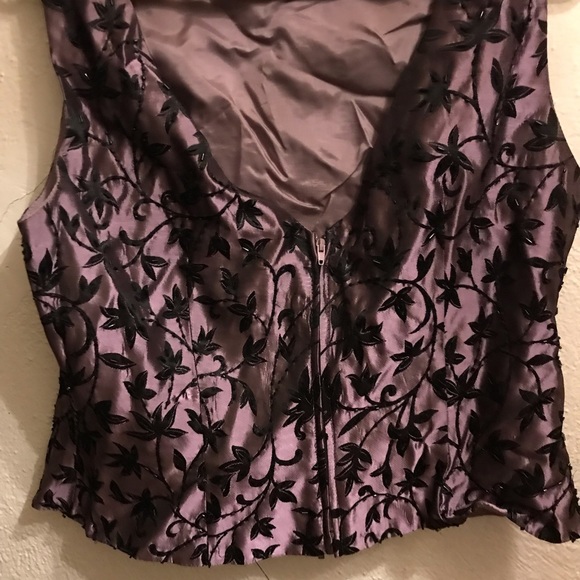 JS Collection Beaded Top 12 purple and Black Sleeveless - Picture 3 of 4